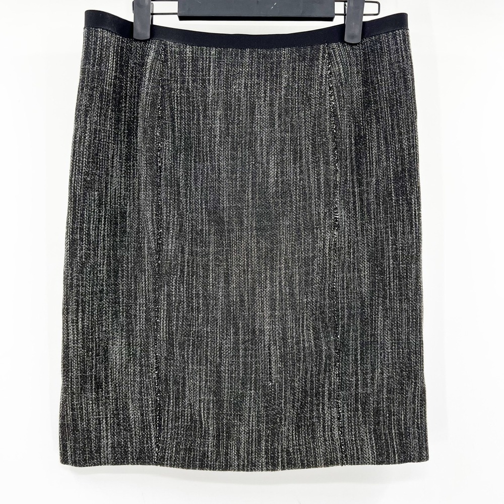 Elie Tahari Pencil Skirt Womens 4 Black White Excellent Textured Back Zip ii3224